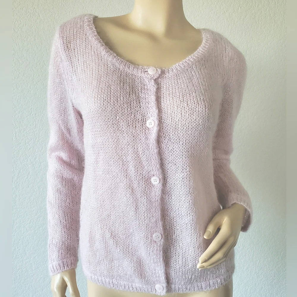 DIVIDED by H&M PINK MOHAIR CARDIGAN EUC SIZE 8 - Picture 3 of 16